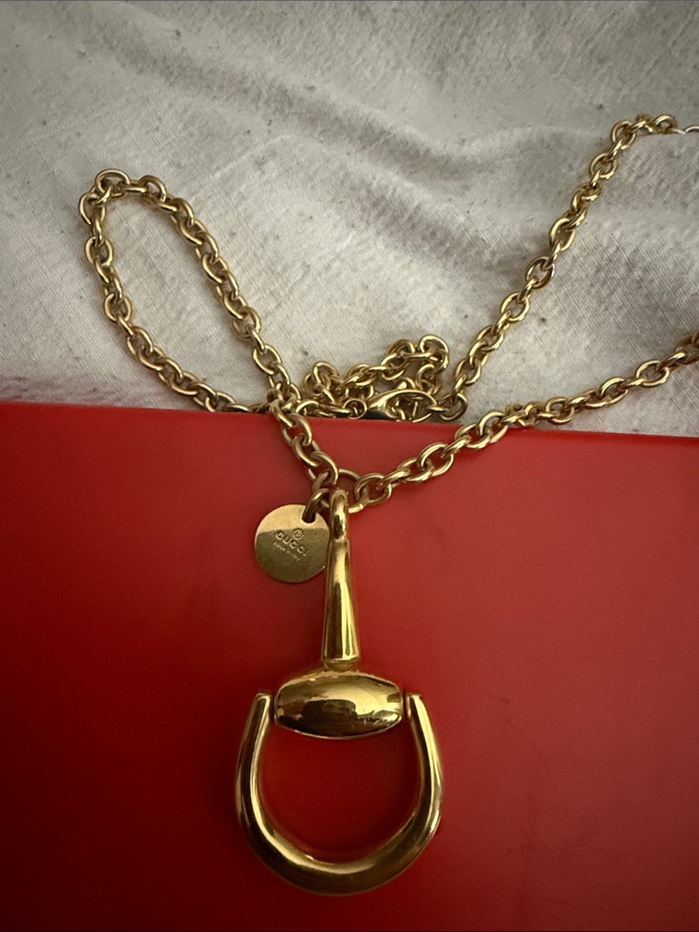 Gucci Gold 18K solid XL Horsebit Pendant Necklace